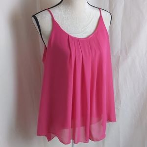 2-Layer Dressy, Flowy Casual Pink Tank Top / XL